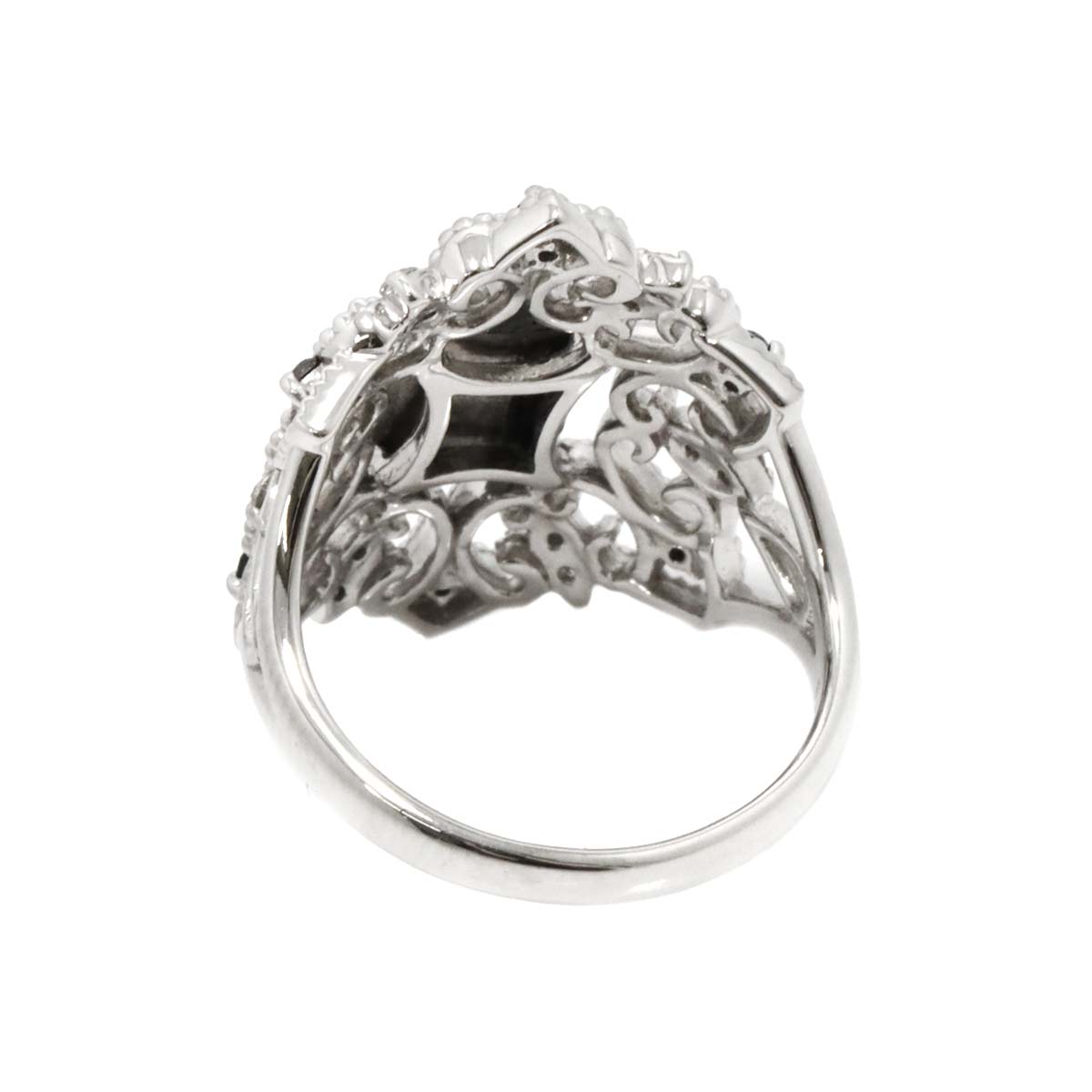 Black Diamond 1.41ct Diamond 0.25ct Ring 18K K18 WG 750 size6(US)