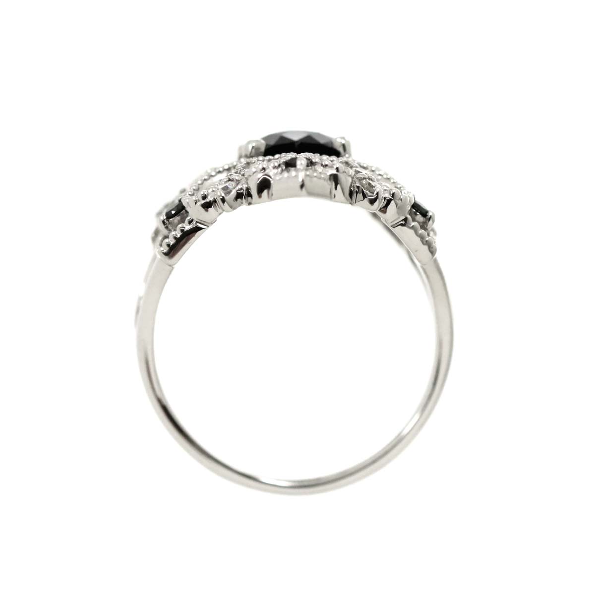 Black Diamond 1.41ct Diamond 0.25ct Ring 18K K18 WG 750 size6(US)