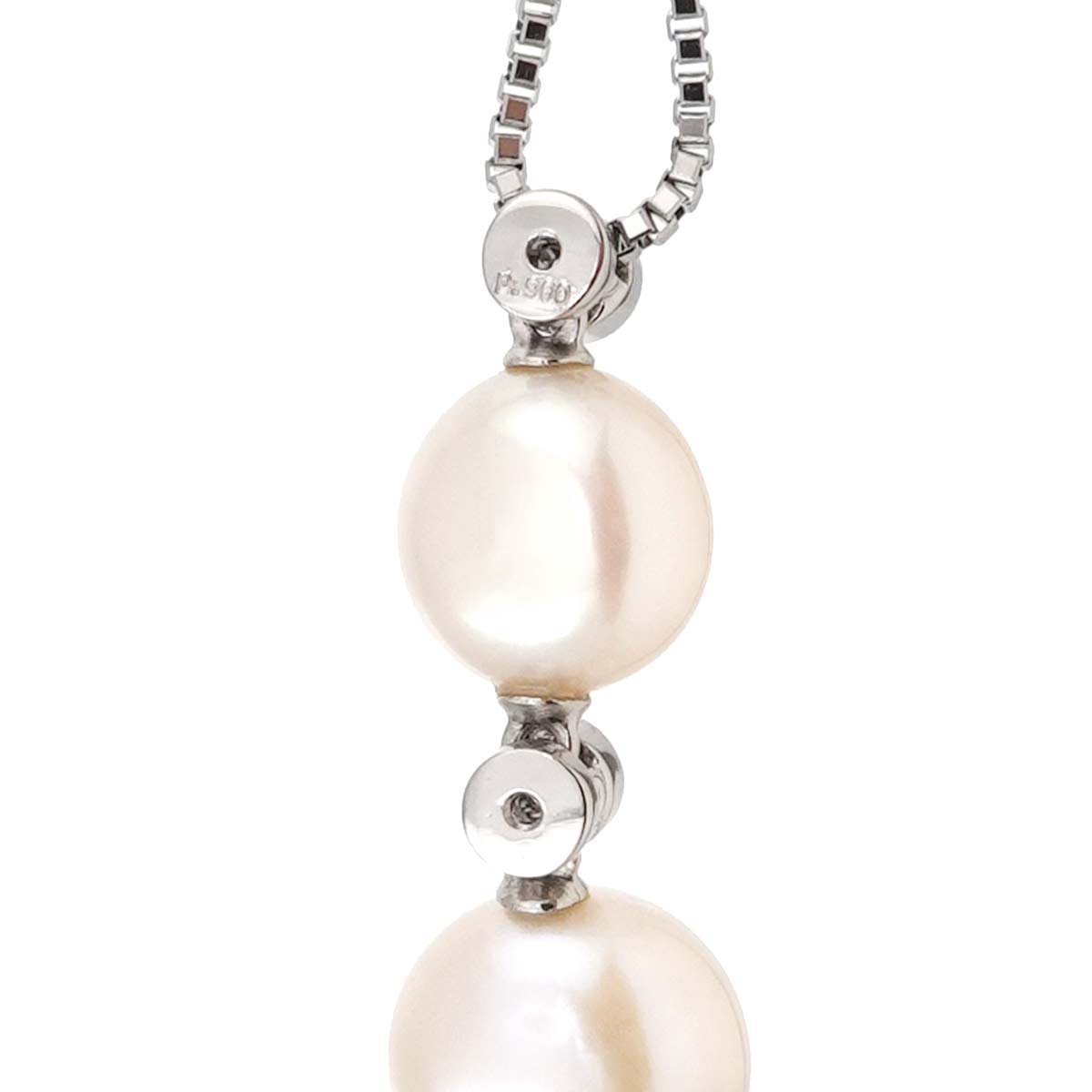 Freshwater cultured pearl Diamond 0.09ct Necklace Pt Platinum