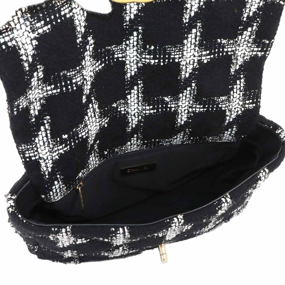 CHANEL 19 2way Chain Hand Shoulder Bag Tweed Black White AS1161 Purse