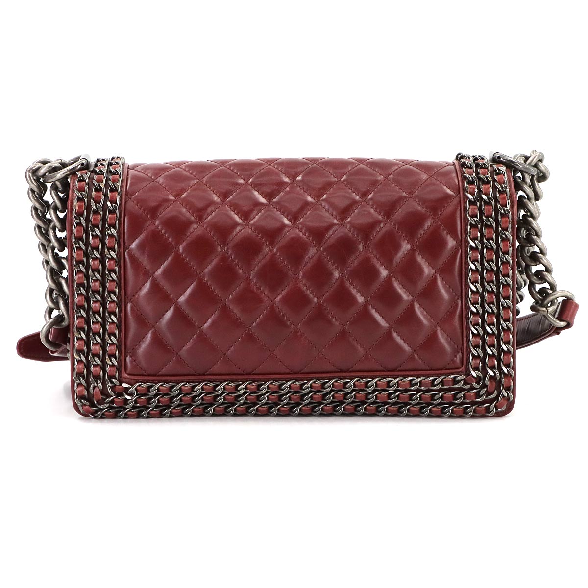 BOY CHANEL Chain Shoulder Bag Leather Bordeaux A67086 Purse