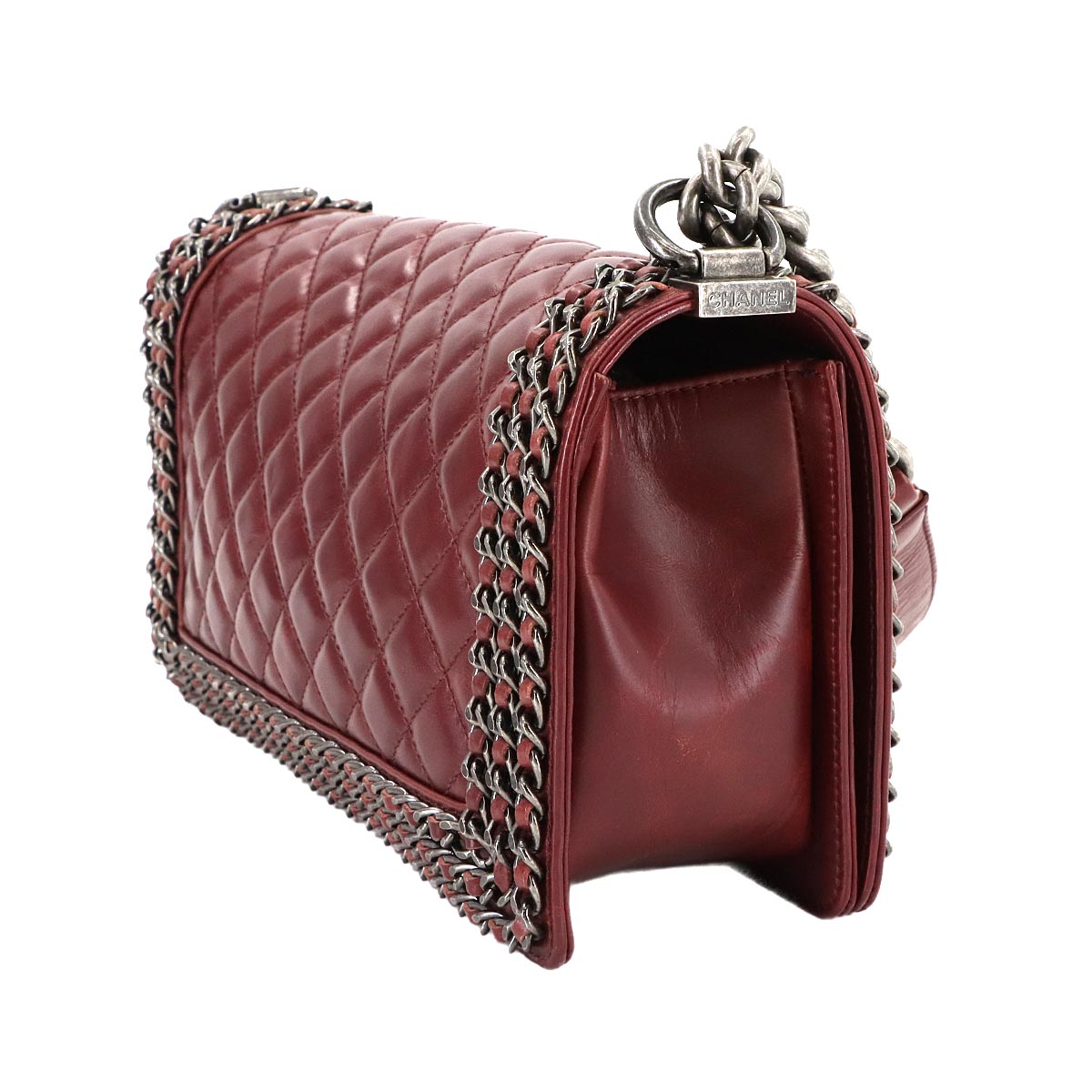 BOY CHANEL Chain Shoulder Bag Leather Bordeaux A67086 Purse