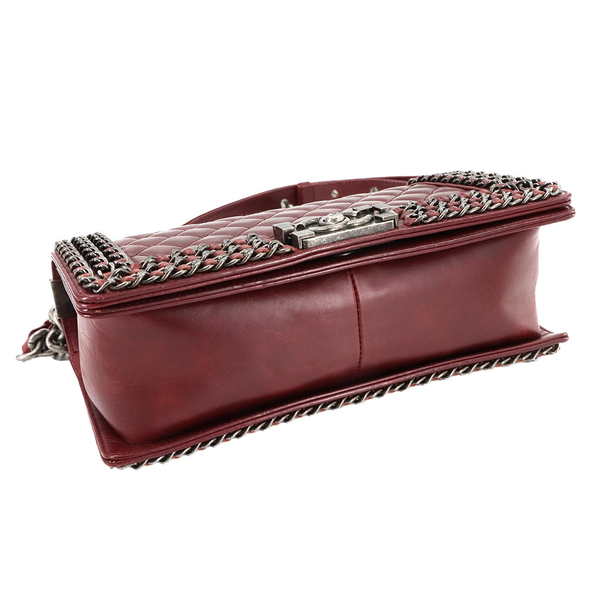 BOY CHANEL Chain Shoulder Bag Leather Bordeaux A67086 Purse