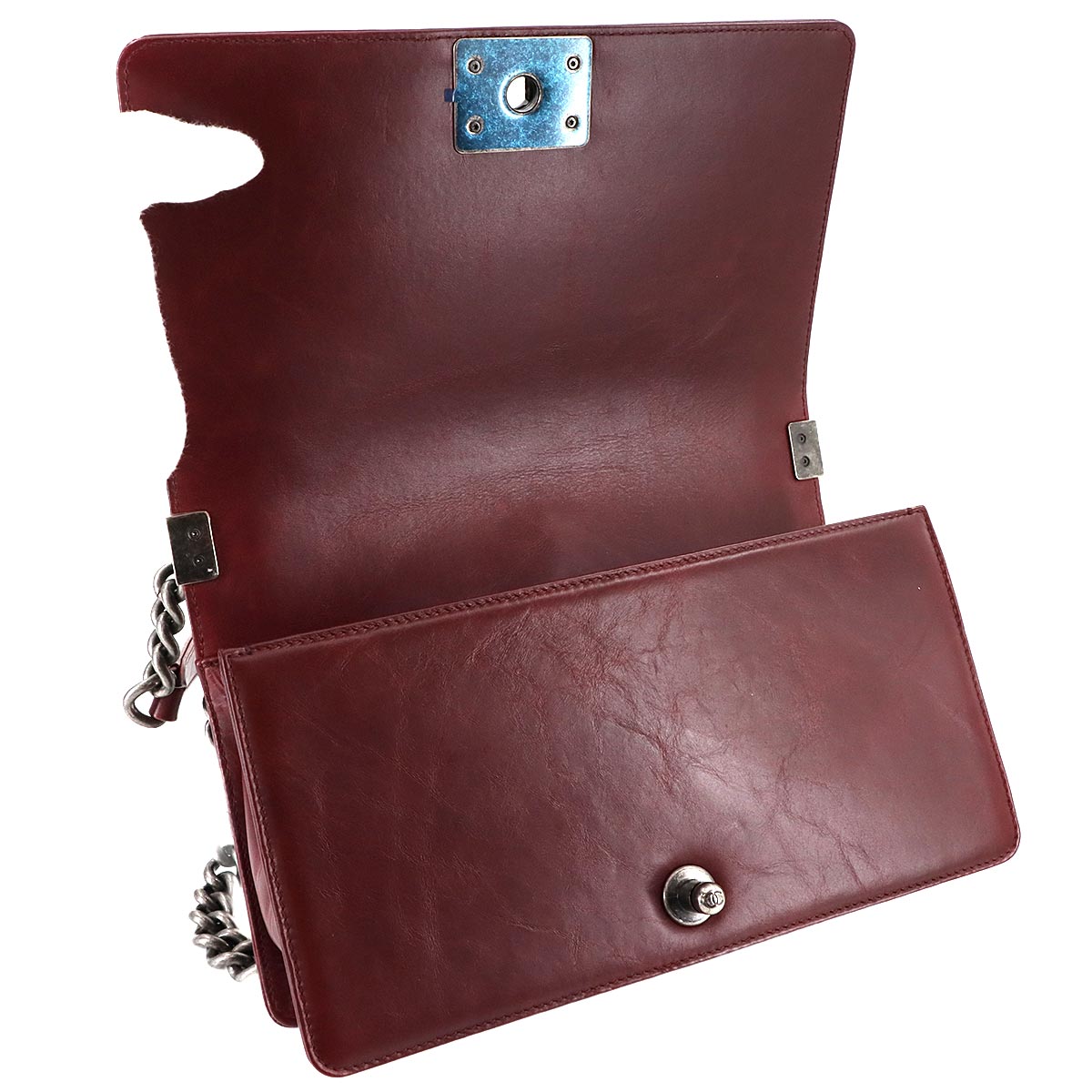 BOY CHANEL Chain Shoulder Bag Leather Bordeaux A67086 Purse