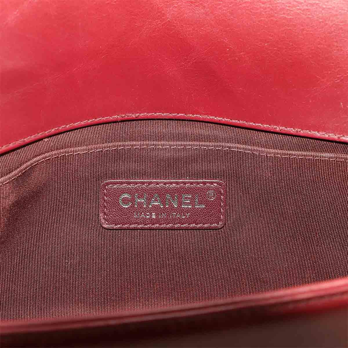 BOY CHANEL Chain Shoulder Bag Leather Bordeaux A67086 Purse