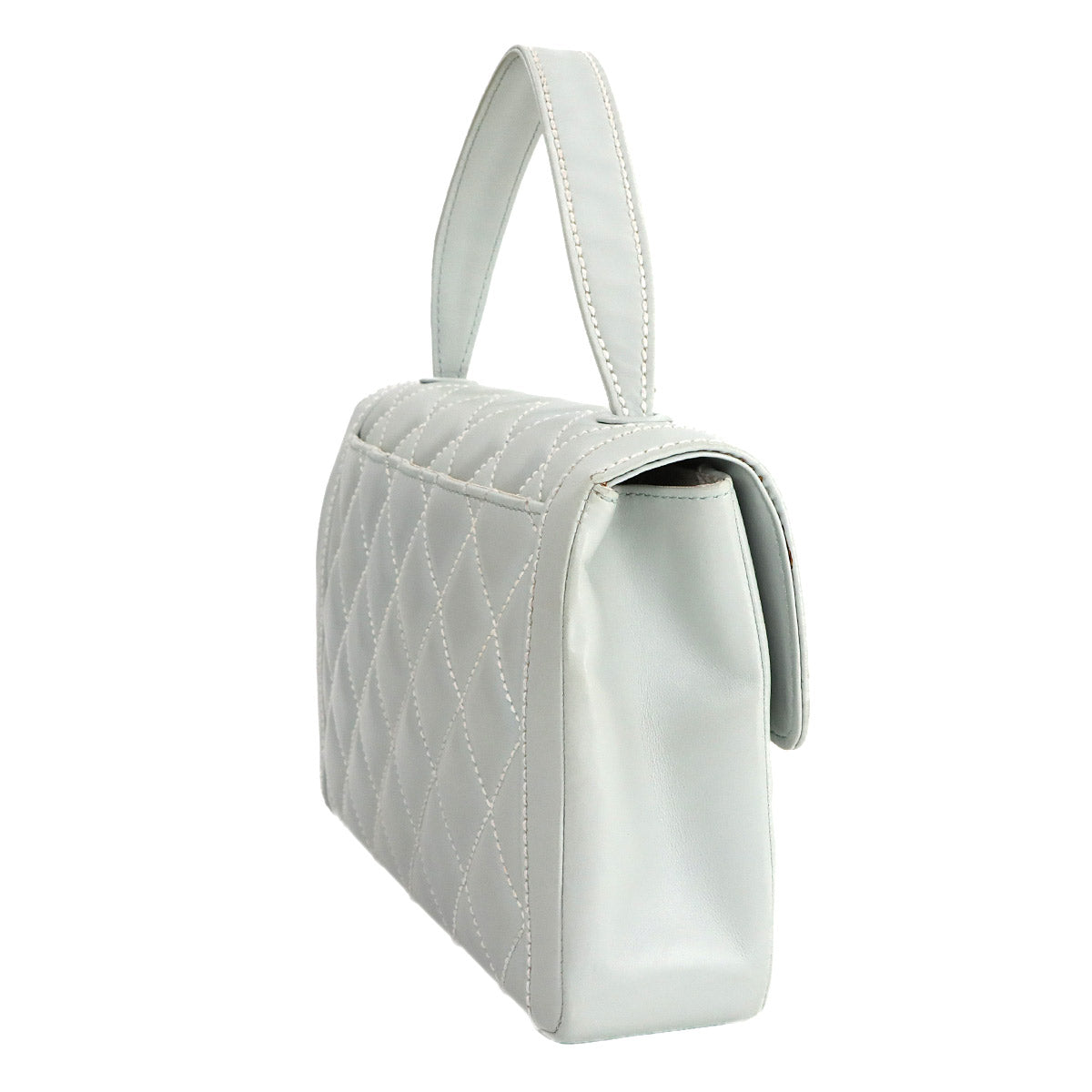 Matelasse Wild Stitch Hand Bag Leather Light Gray