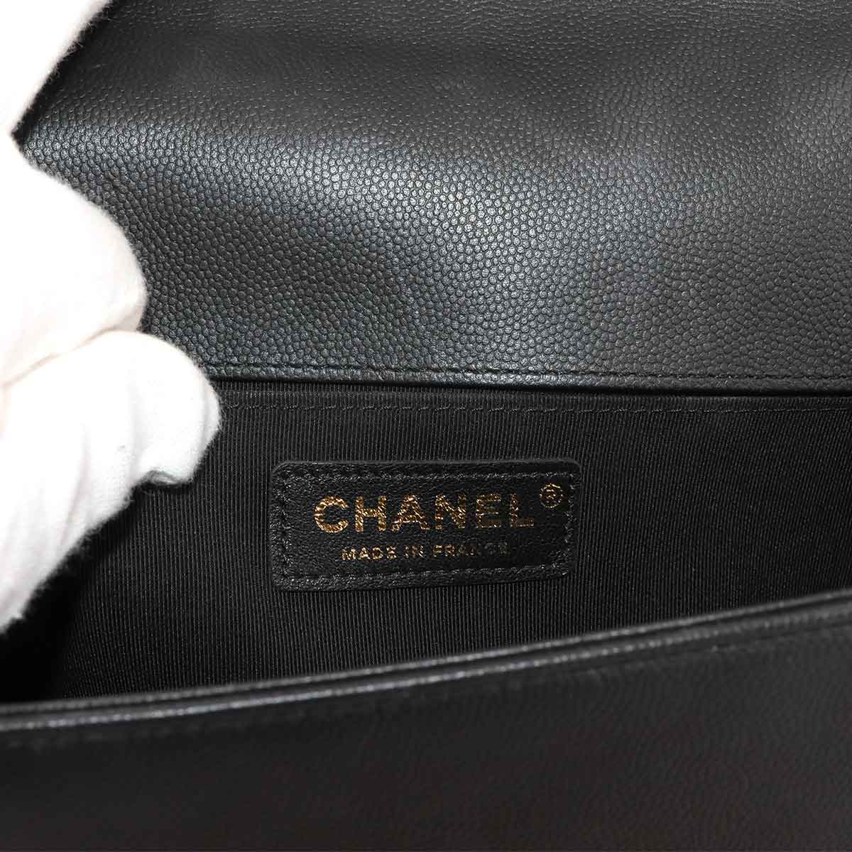 BOY CHANEL Chain Shoulder Bag Leather Black A67086 Purse