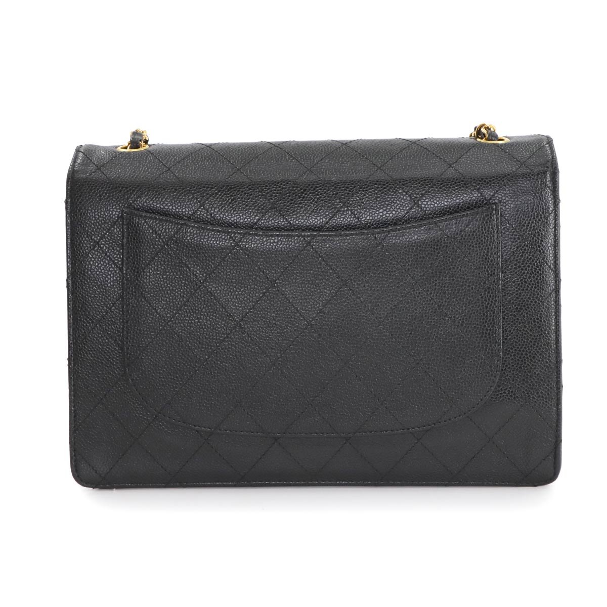 Matelasse Chain Shoulder Bag Leather Black