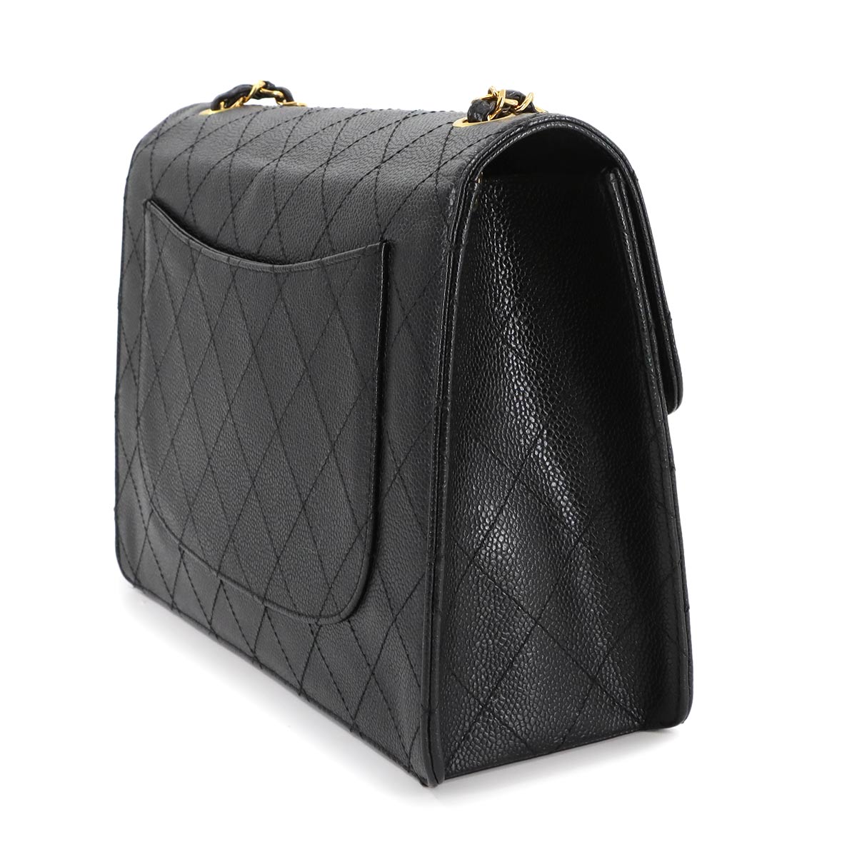 Matelasse Chain Shoulder Bag Leather Black