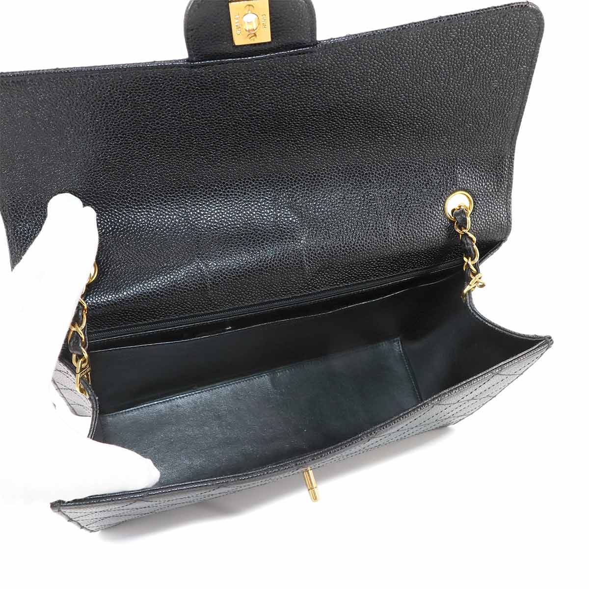 Matelasse Chain Shoulder Bag Leather Black