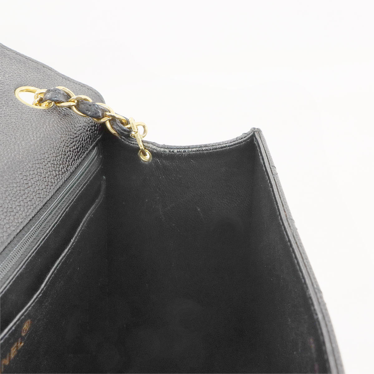 Matelasse Chain Shoulder Bag Leather Black