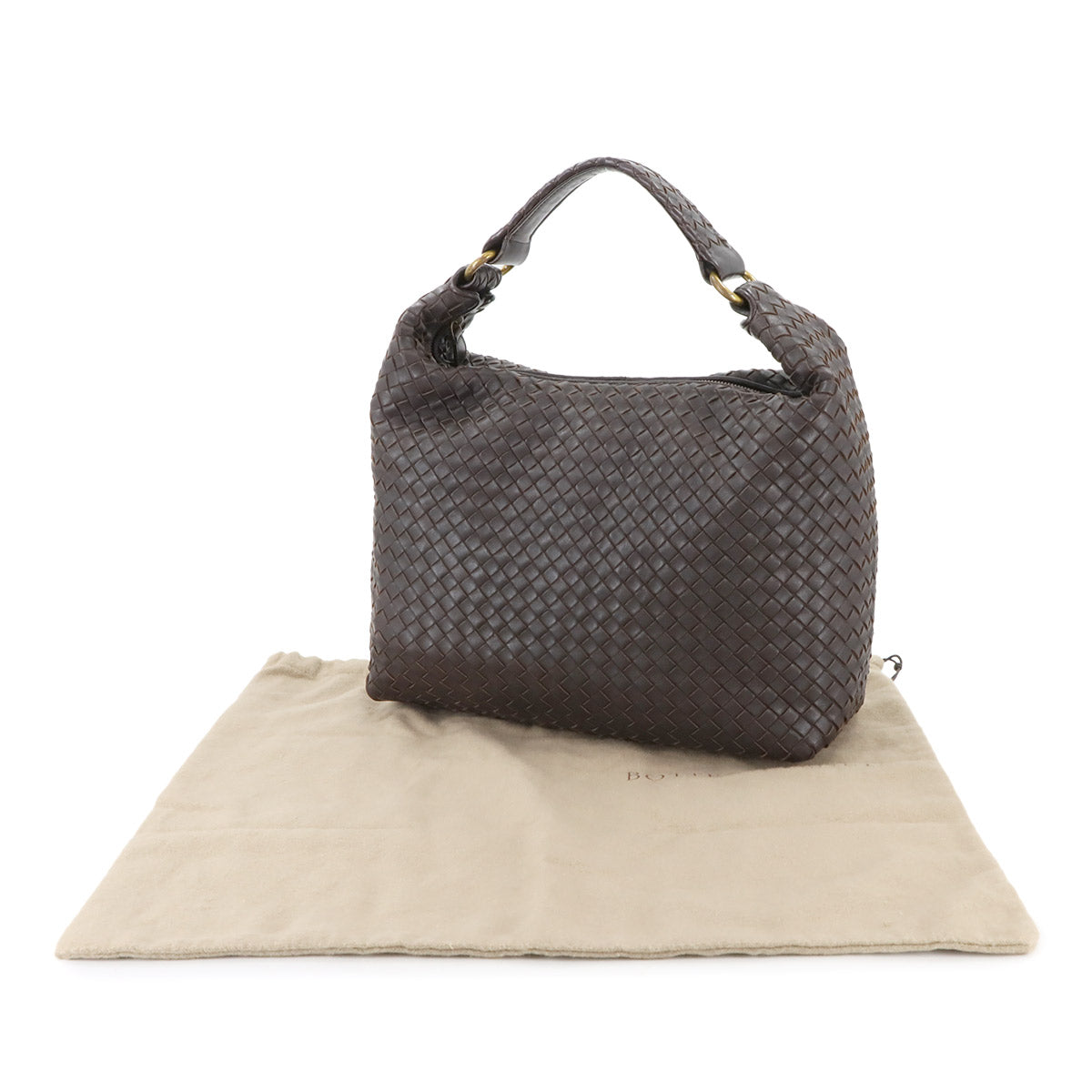 Intrecciato Shoulder Bag Leather Brown 181347 Purse