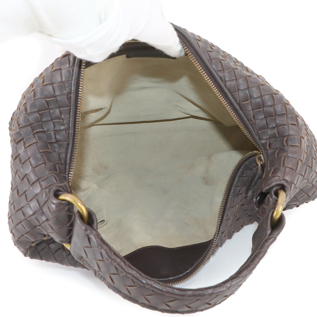 Intrecciato Shoulder Bag Leather Brown 181347 Purse