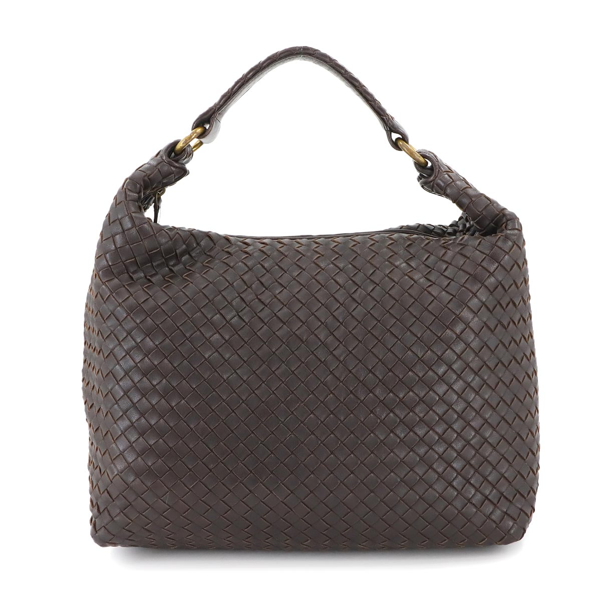 Intrecciato Shoulder Bag Leather Brown 181347 Purse