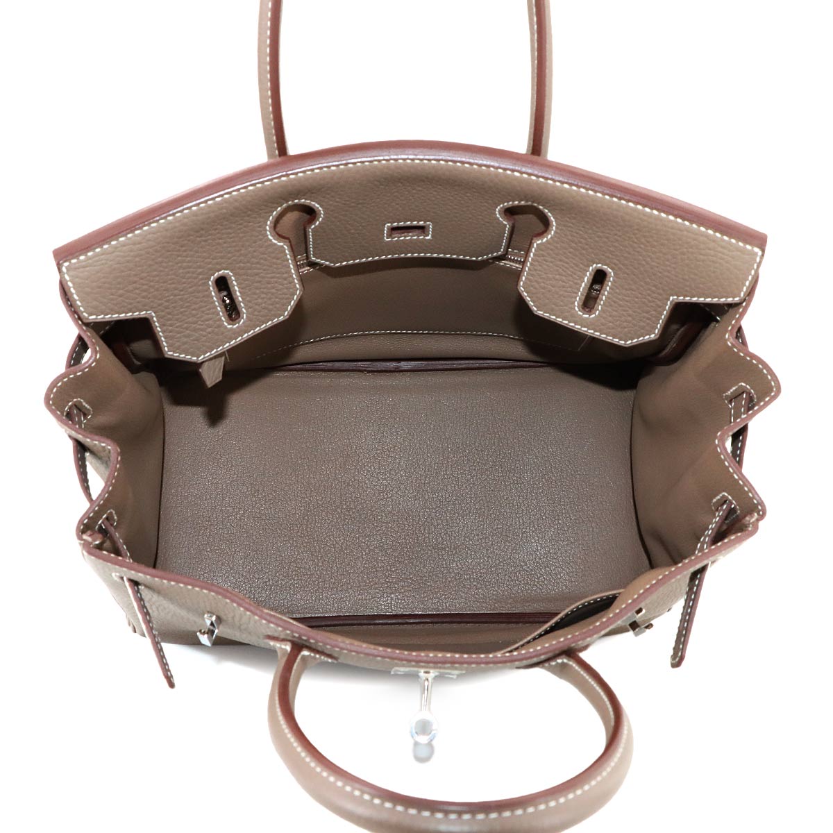 Birkin 30 Hand Bag Taurillon Clemence Etoupe Purse Beige