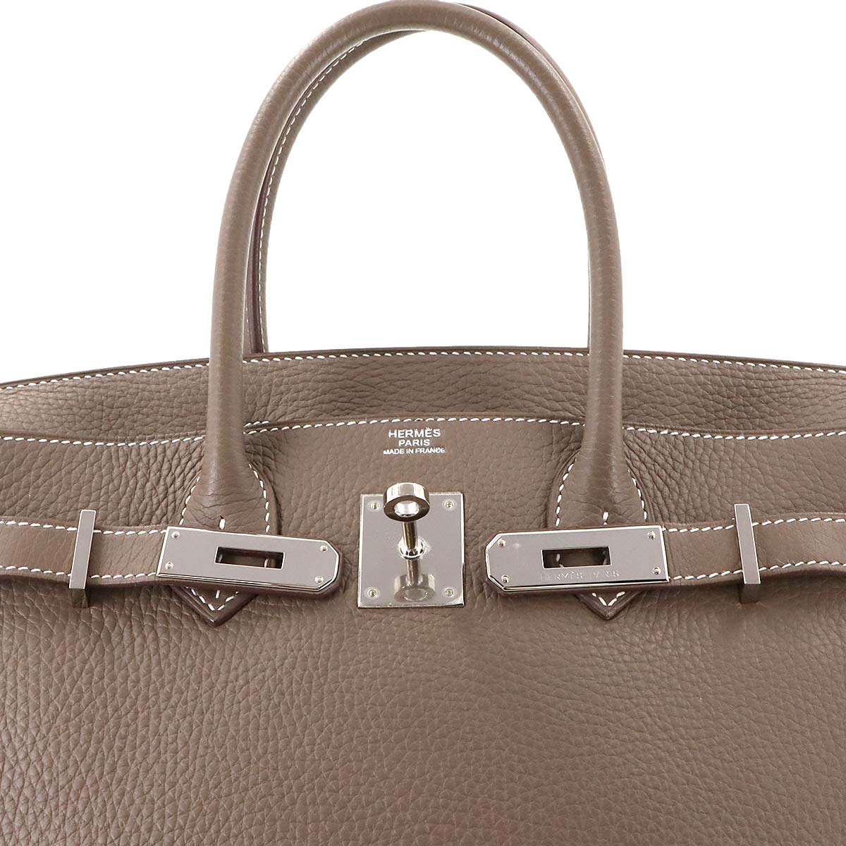 Birkin 30 Hand Bag Taurillon Clemence Etoupe Purse Beige