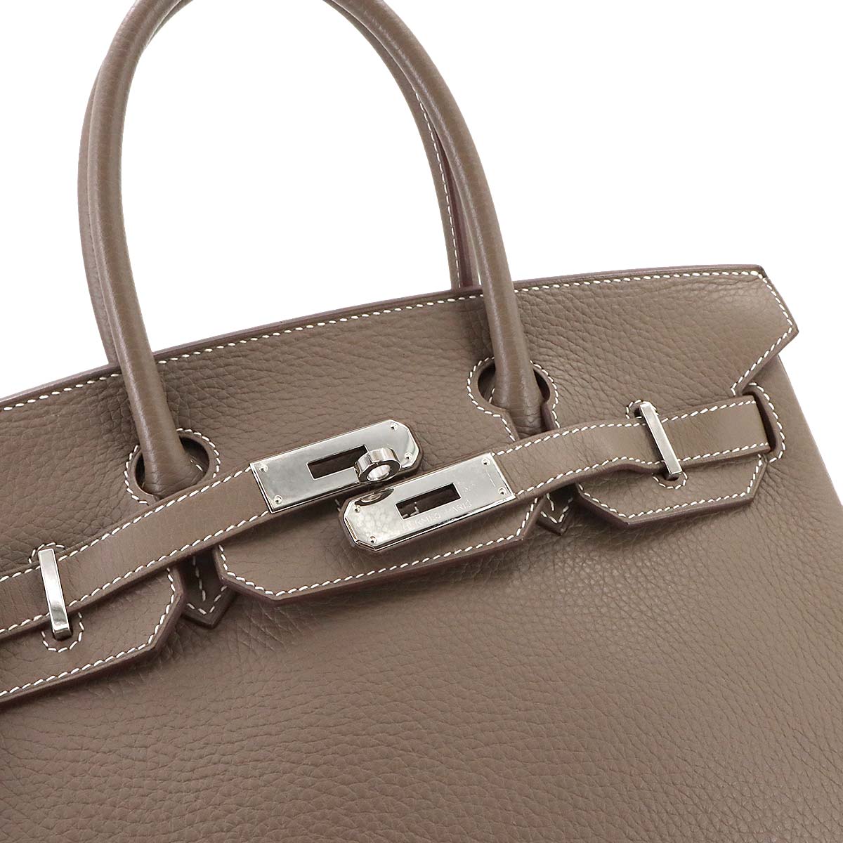 Birkin 30 Hand Bag Taurillon Clemence Etoupe Purse Beige