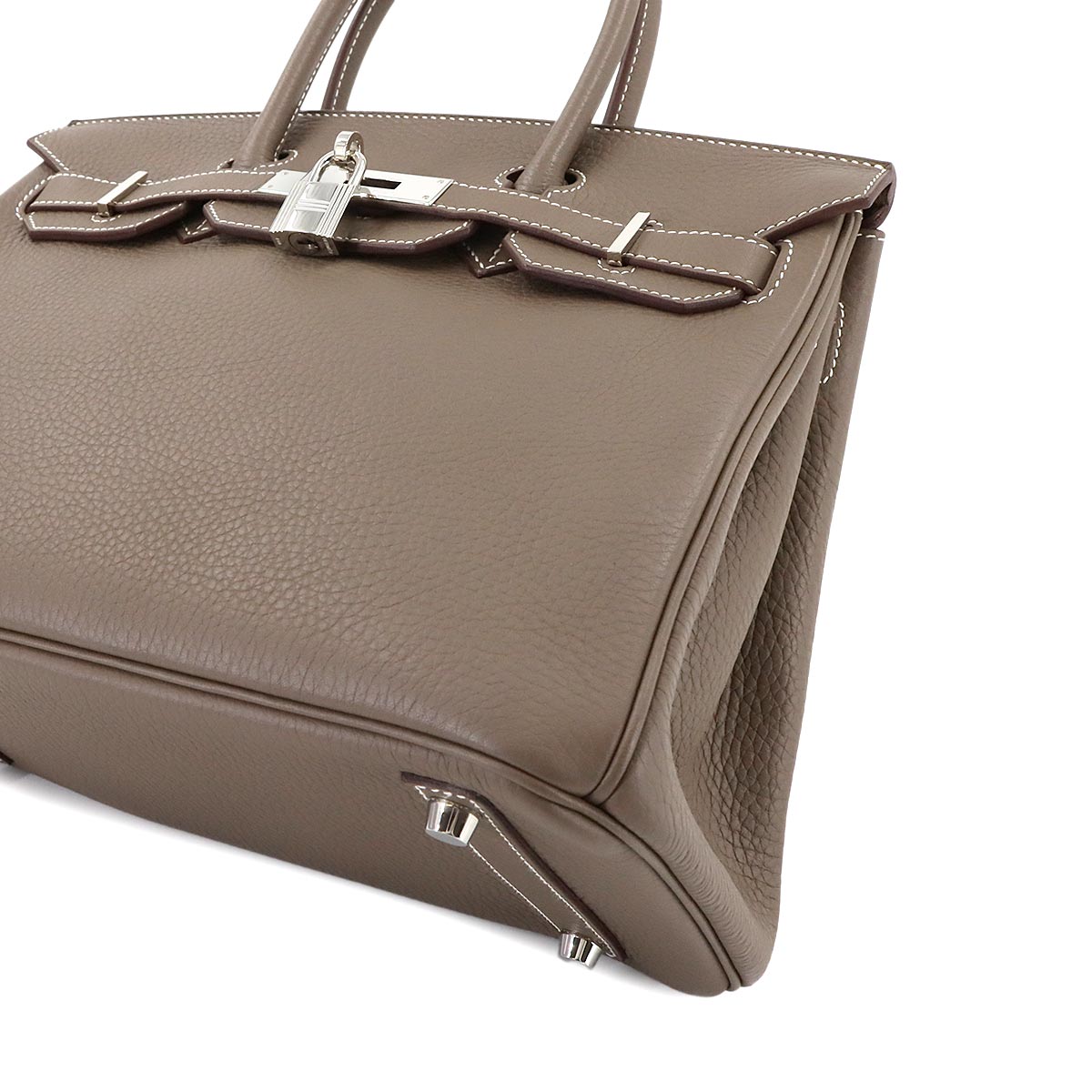 Birkin 30 Hand Bag Taurillon Clemence Etoupe Purse Beige