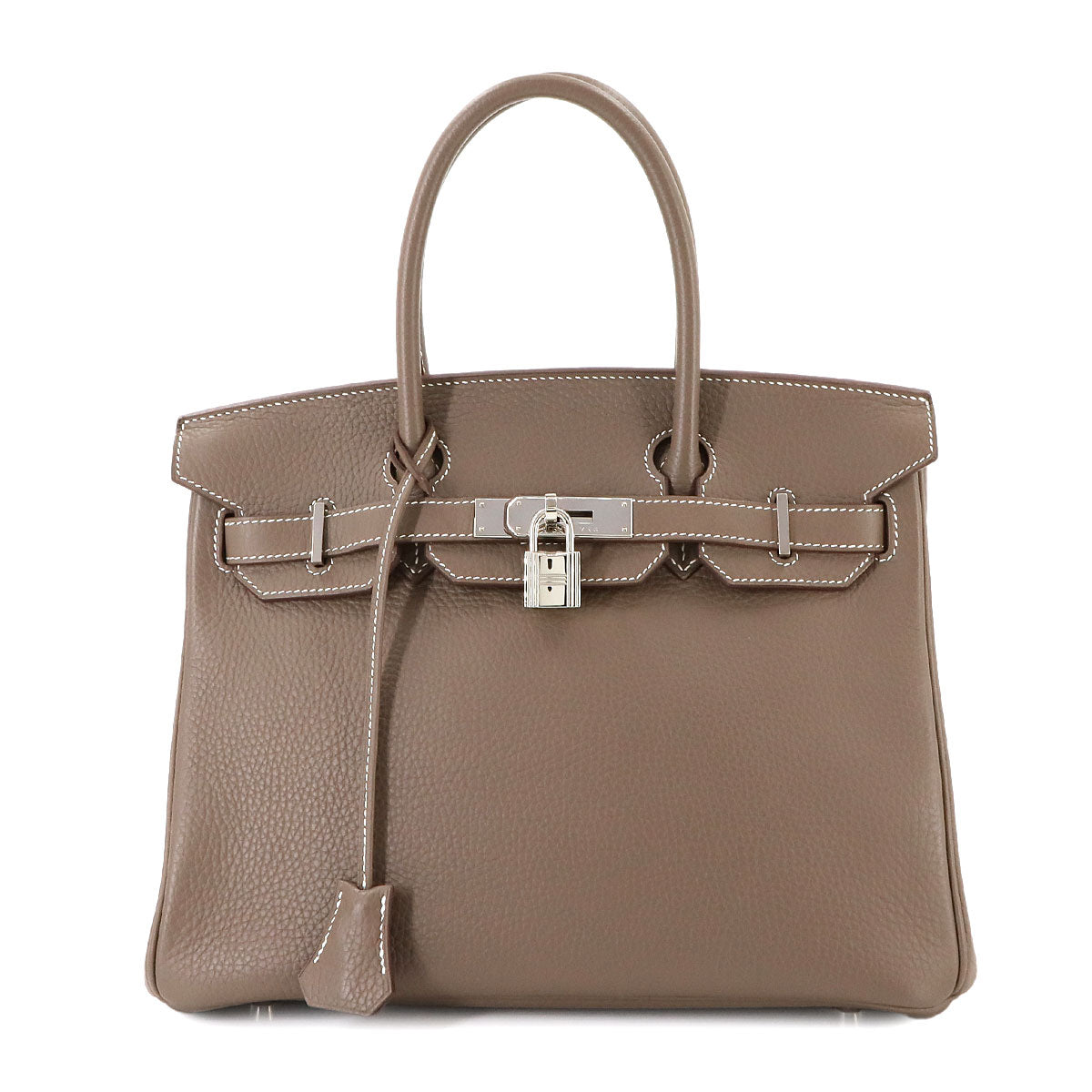 Birkin 30 Hand Bag Taurillon Clemence Etoupe Purse Beige
