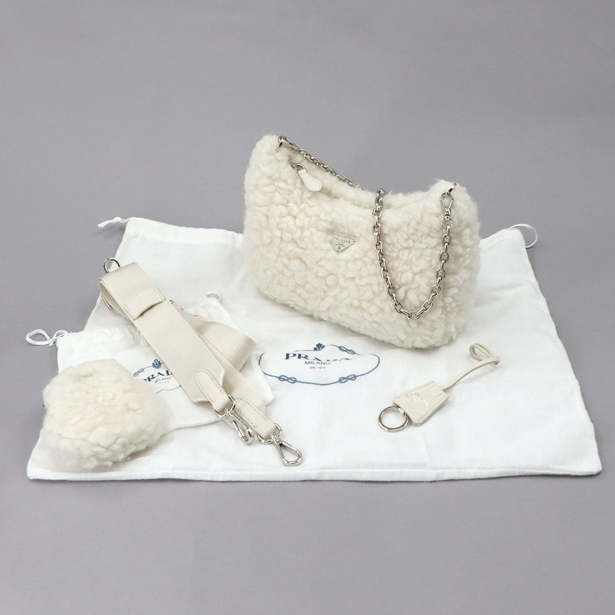 Re-Edition 2005 Shoulder Bag Wool Silk Cashmere White 1BH204