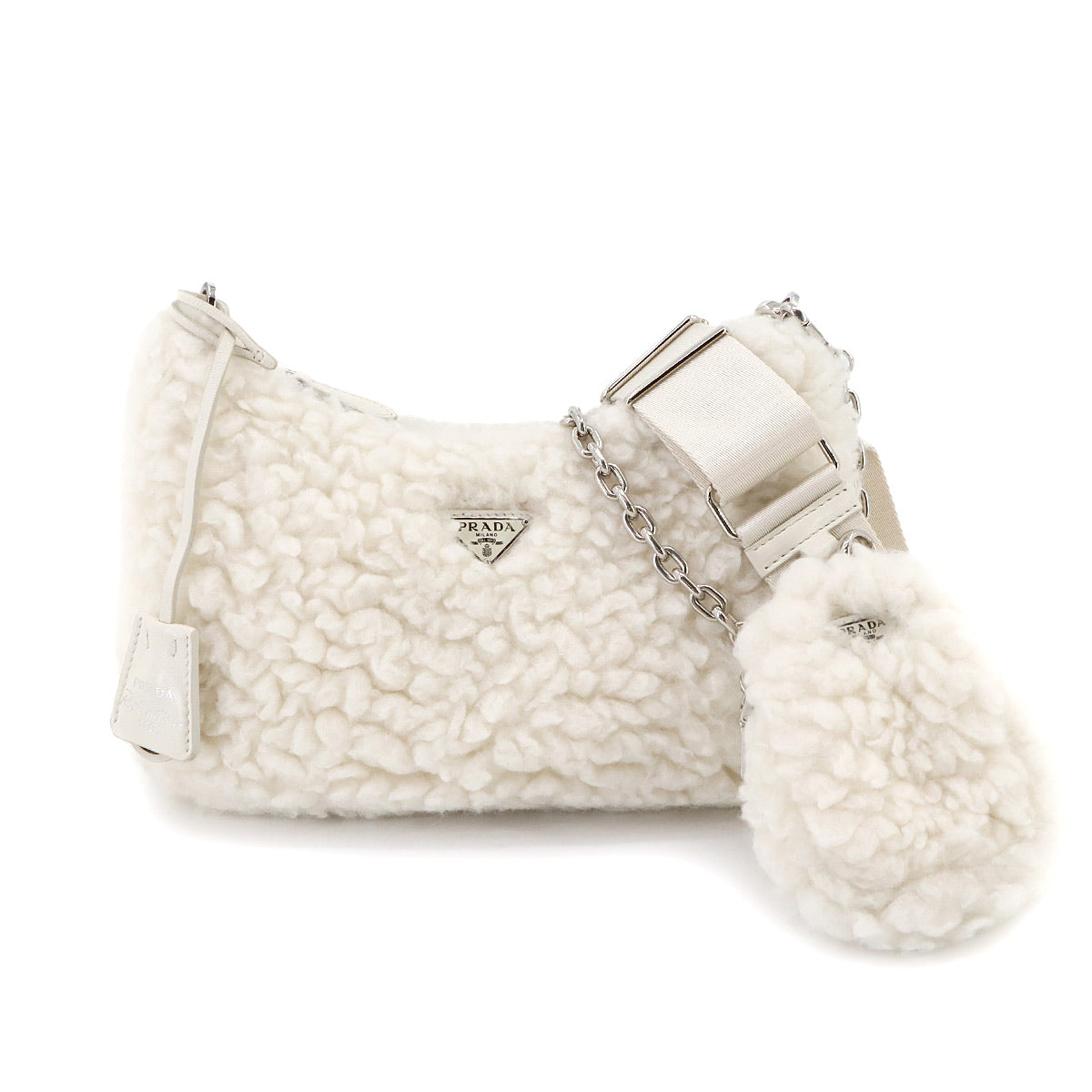 Re-Edition 2005 Shoulder Bag Wool Silk Cashmere White 1BH204