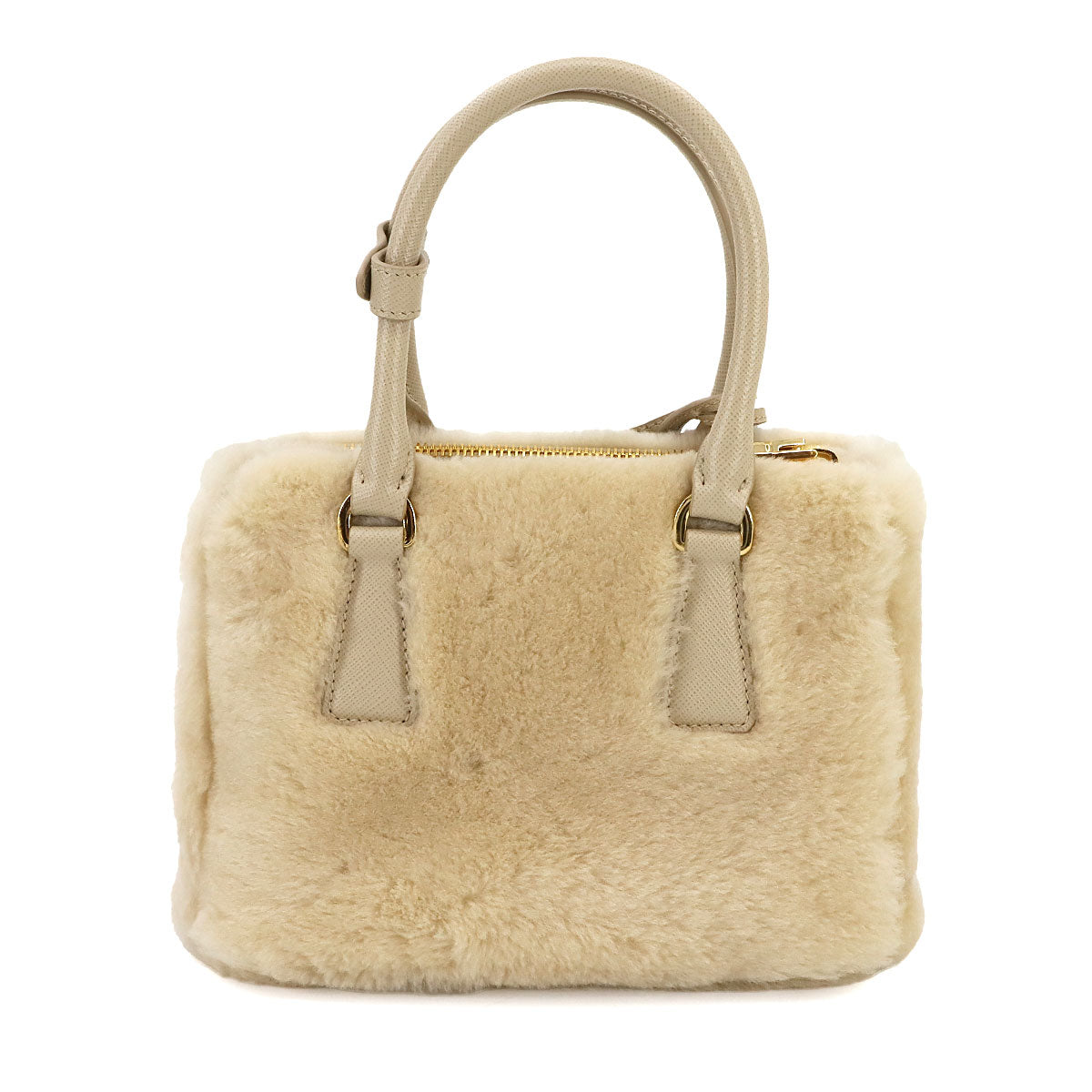 Galleria Mini Hand Shoulder Bag Shearling Leather Beige 1BA906