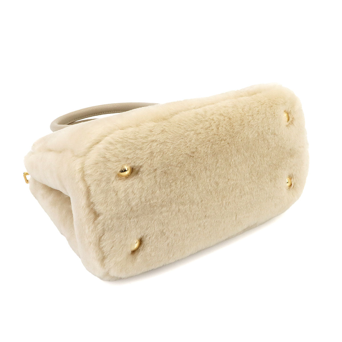 Galleria Mini Hand Shoulder Bag Shearling Leather Beige 1BA906