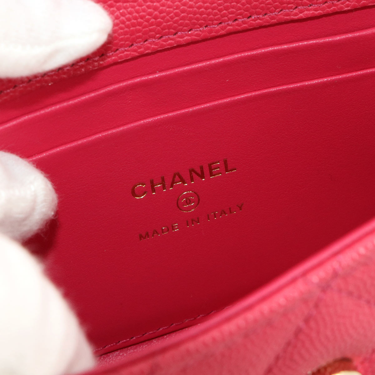 Matelasse Hand Shoulder Bag Caviar Skin Leather Pink AP3238