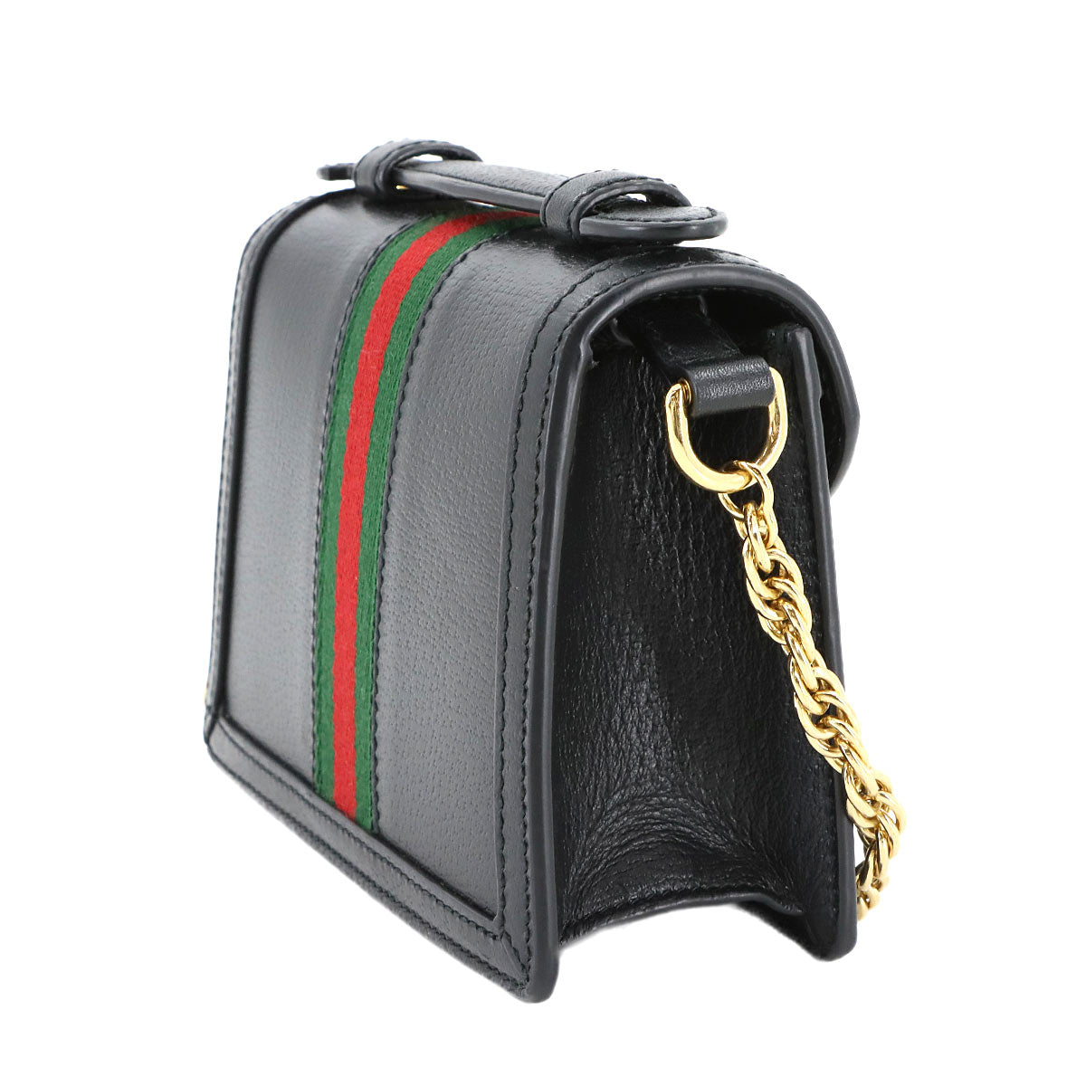 Ophidia Mini Hand Chain Shoulder Bag Leather Black 779834 Purse