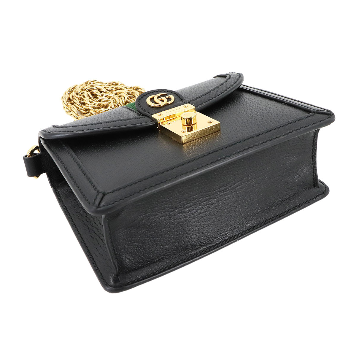 Ophidia Mini Hand Chain Shoulder Bag Leather Black 779834 Purse