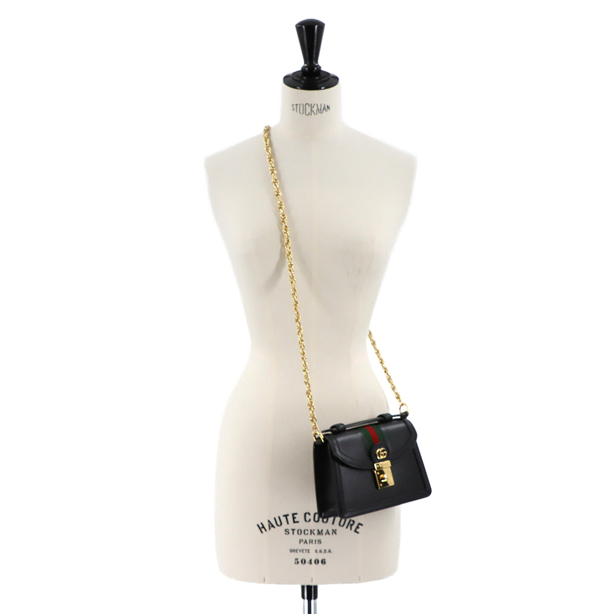 Ophidia Mini Hand Chain Shoulder Bag Leather Black 779834 Purse
