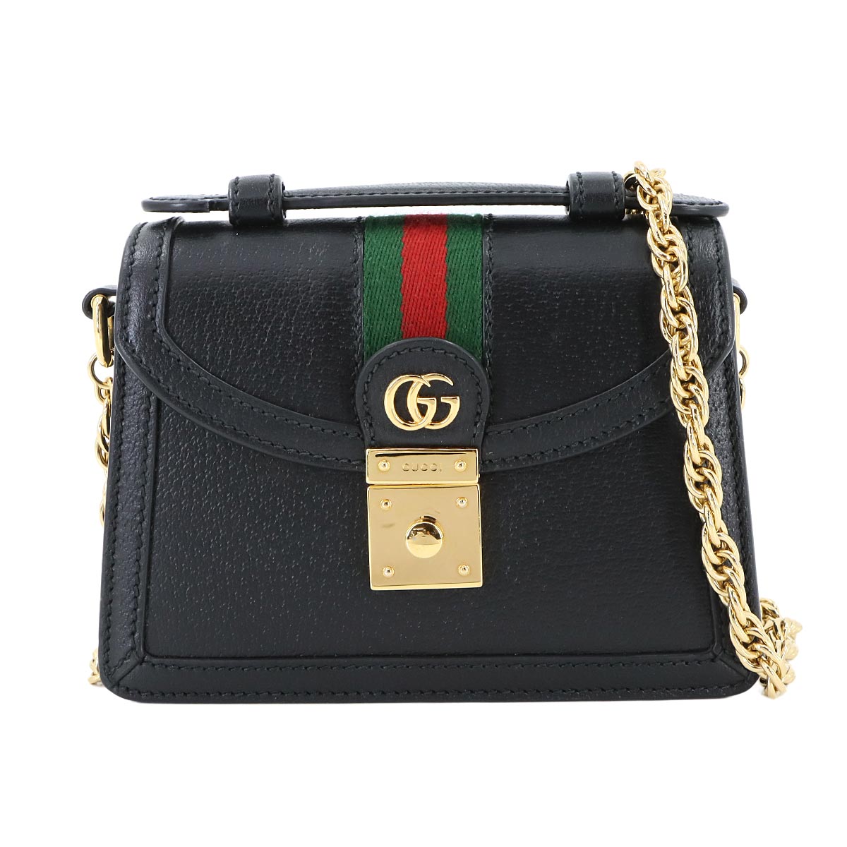 Ophidia Mini Hand Chain Shoulder Bag Leather Black 779834 Purse