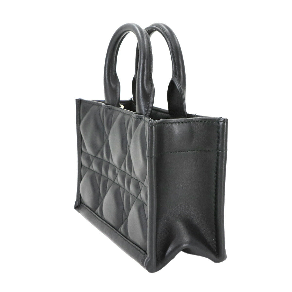 Christian Dior Macrocannage Book Tote Mini Bag Leather Black S5573OWHP 90283252