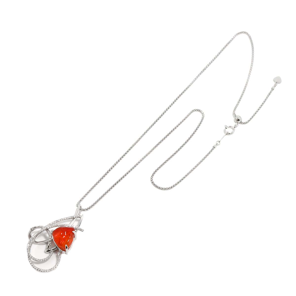 Opal 5.26 Diamond 0.48ct Necklace 14K WG White Gold 585