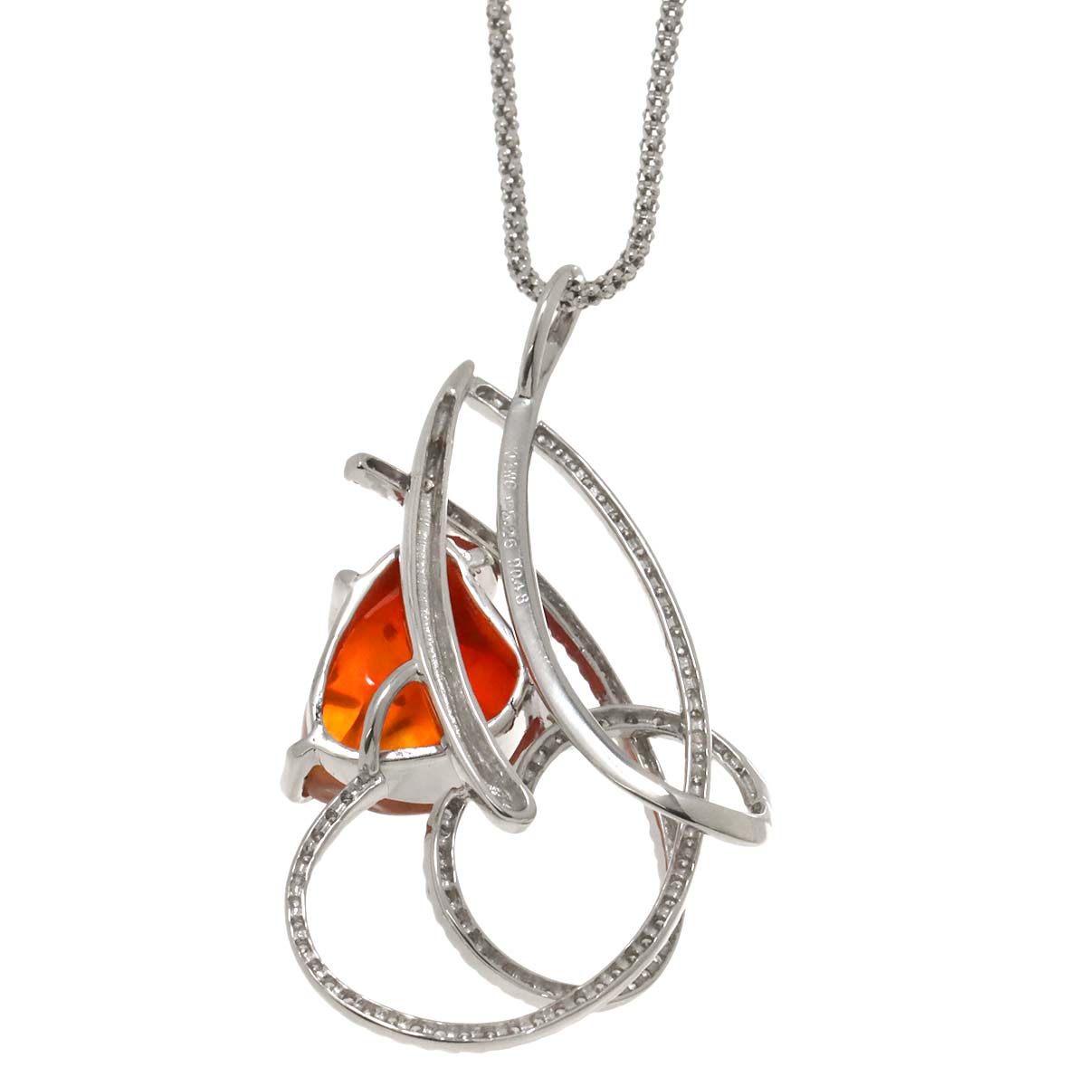 Opal 5.26 Diamond 0.48ct Necklace 14K WG White Gold 585