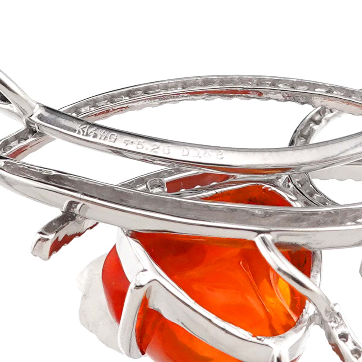 Opal 5.26 Diamond 0.48ct Necklace 14K WG White Gold 585