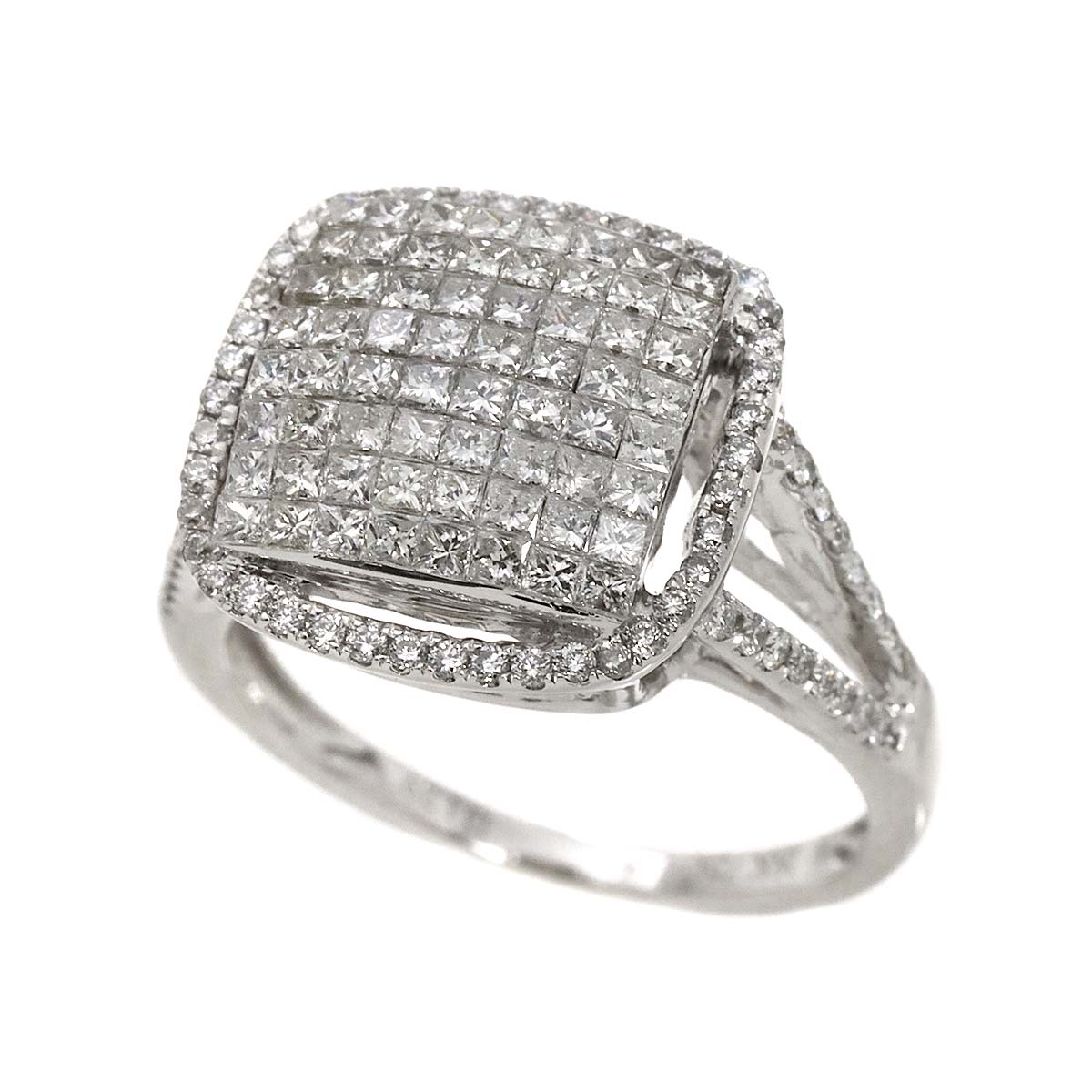 Diamond 1.29ct Ring 18K K18 WG White Gold size6(US)