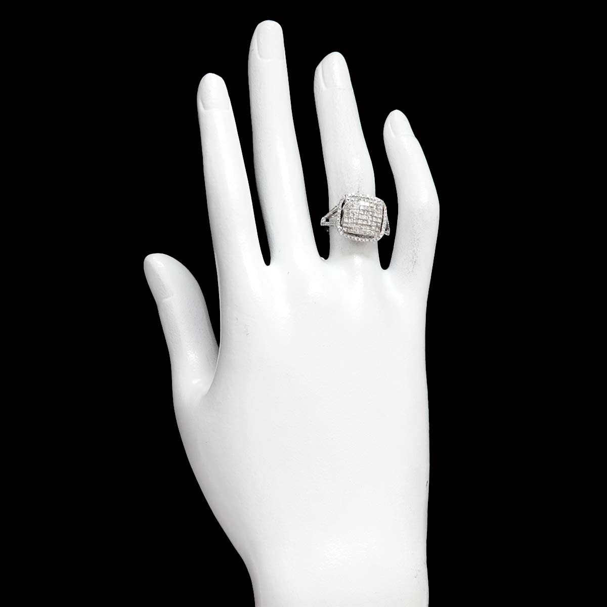 Diamond 1.29ct Ring 18K K18 WG White Gold size6(US)