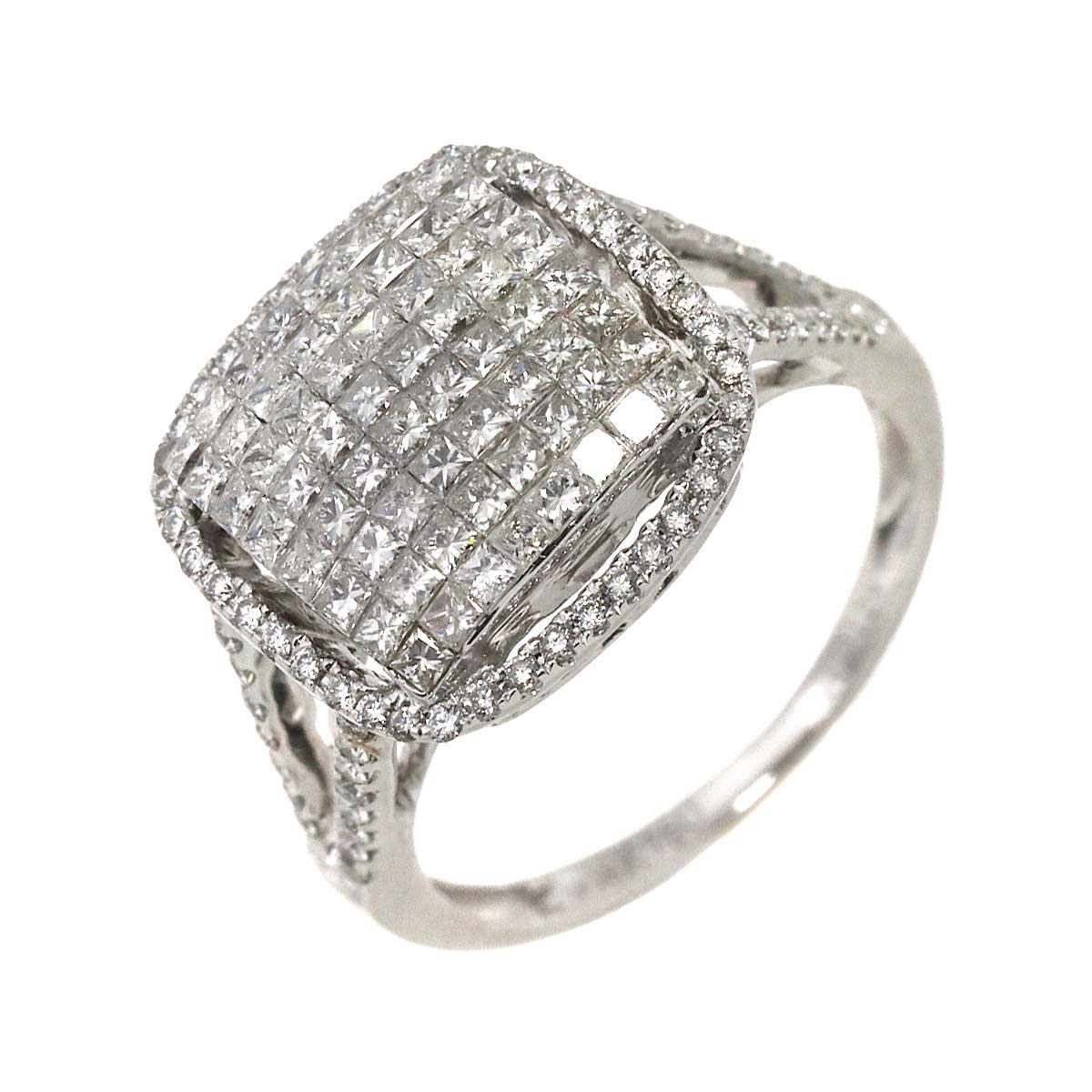 Diamond 1.29ct Ring 18K K18 WG White Gold size6(US)