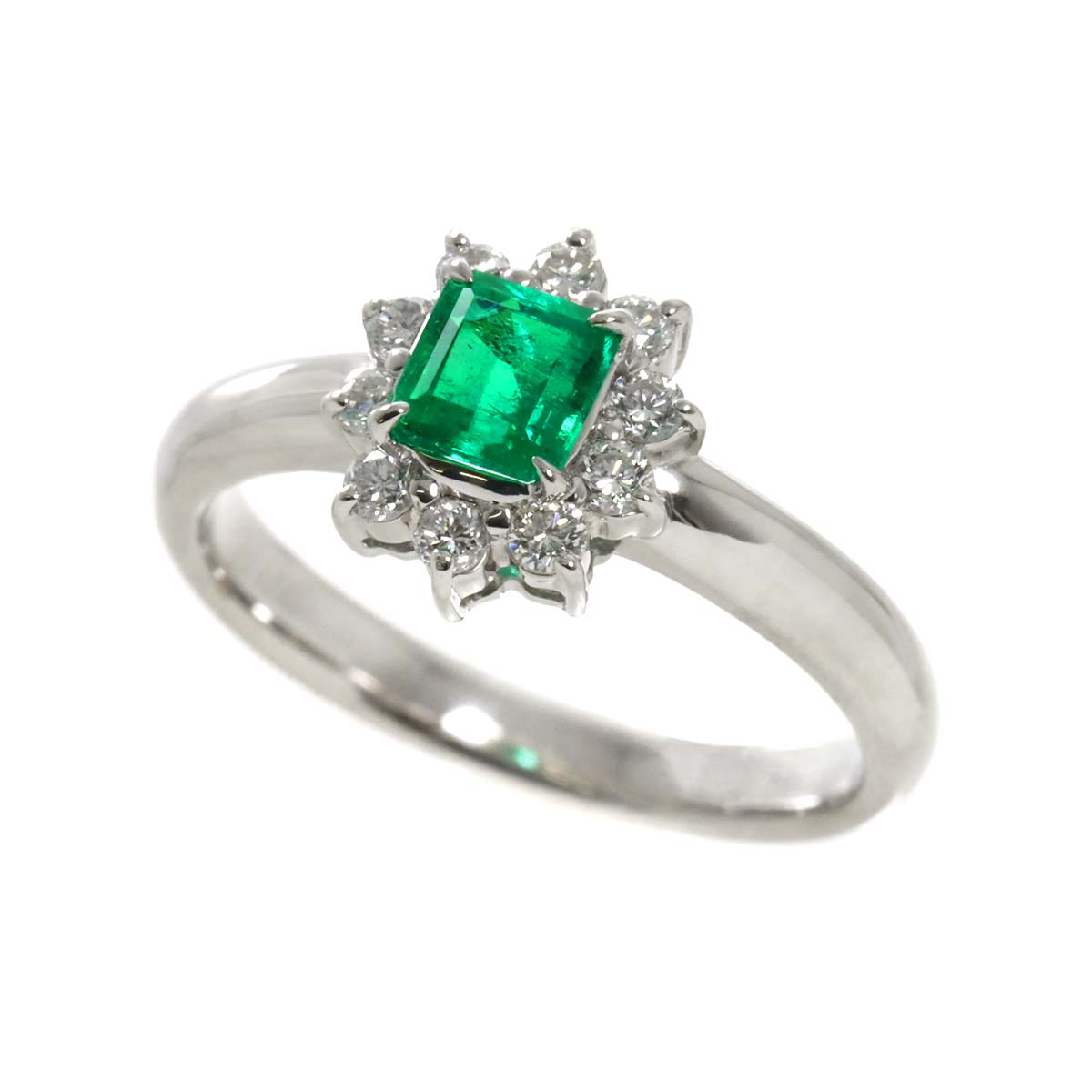 Emerald 0.45ct Diamond 0.24ct Ring Pt Platinum Size5.5-5.75(US)