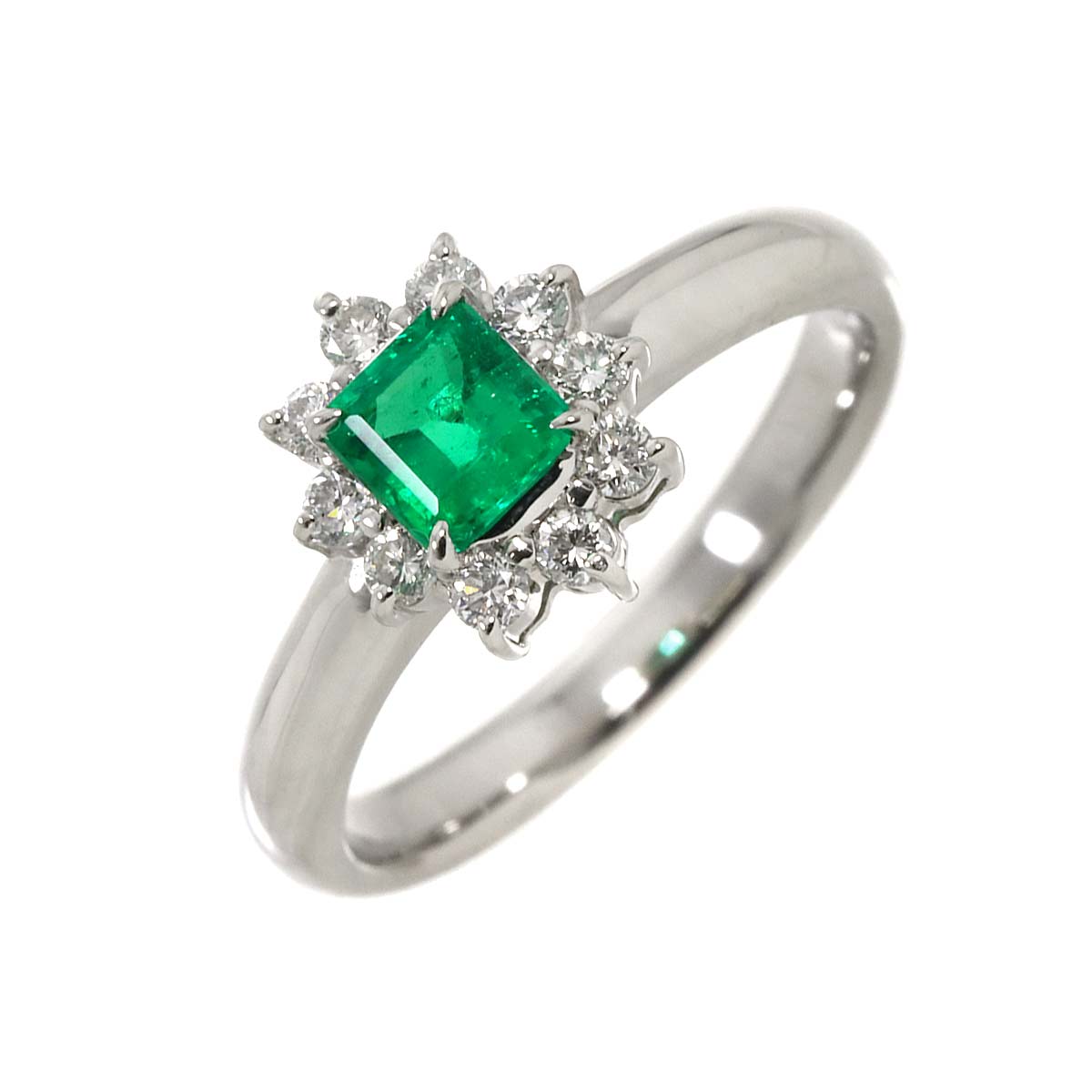 Emerald 0.45ct Diamond 0.24ct Ring Pt Platinum Size5.5-5.75(US)