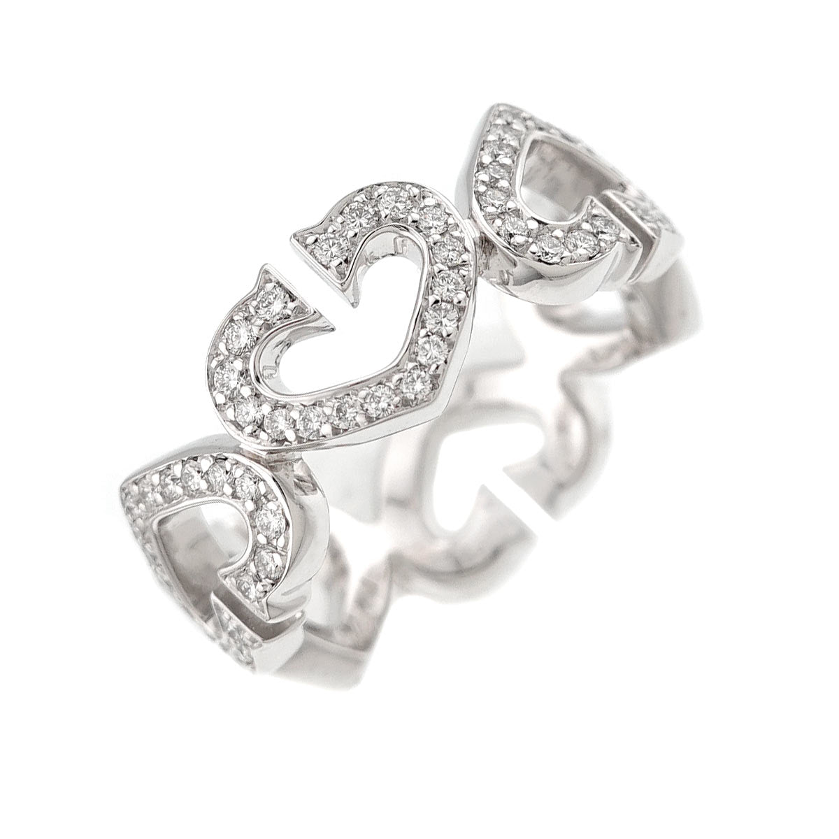 C Heart Diamond Ring 18K White Gold 750 size49 4.75-5(US)