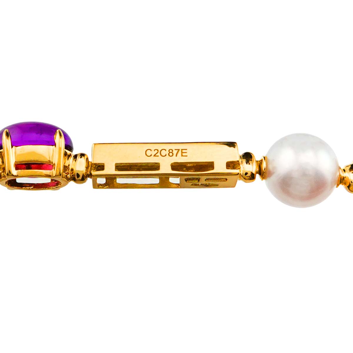 Akoya Pearl 7.4-7.2mm Multi Stone Necklace 18K YG 750