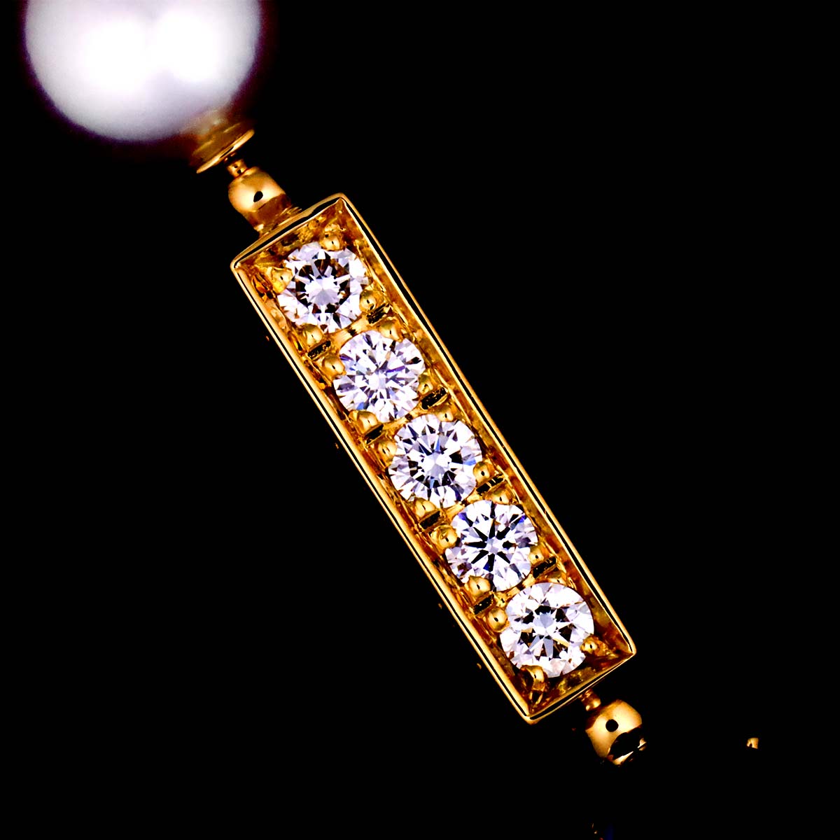 Akoya Pearl 7.4-7.2mm Multi Stone Necklace 18K YG 750