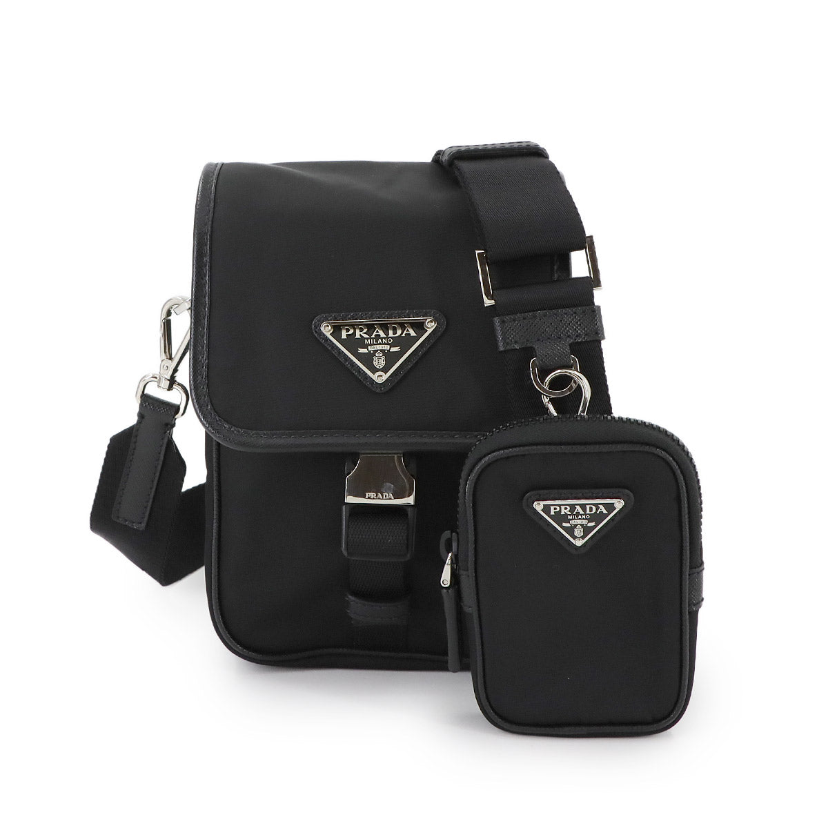 Shoulder Bag Nylon Leather Nero Black 2VD043 Purse