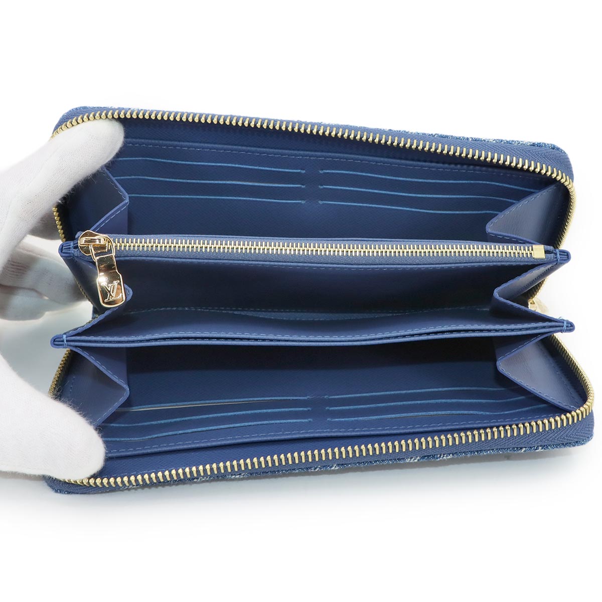 LV x TM Zippy Wallet Monogram Cherry Denim Blue M23161
