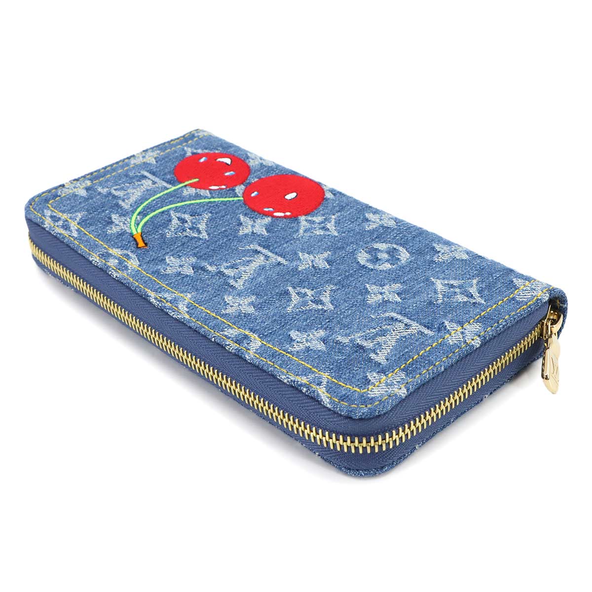 LV x TM Zippy Wallet Monogram Cherry Denim Blue M23161