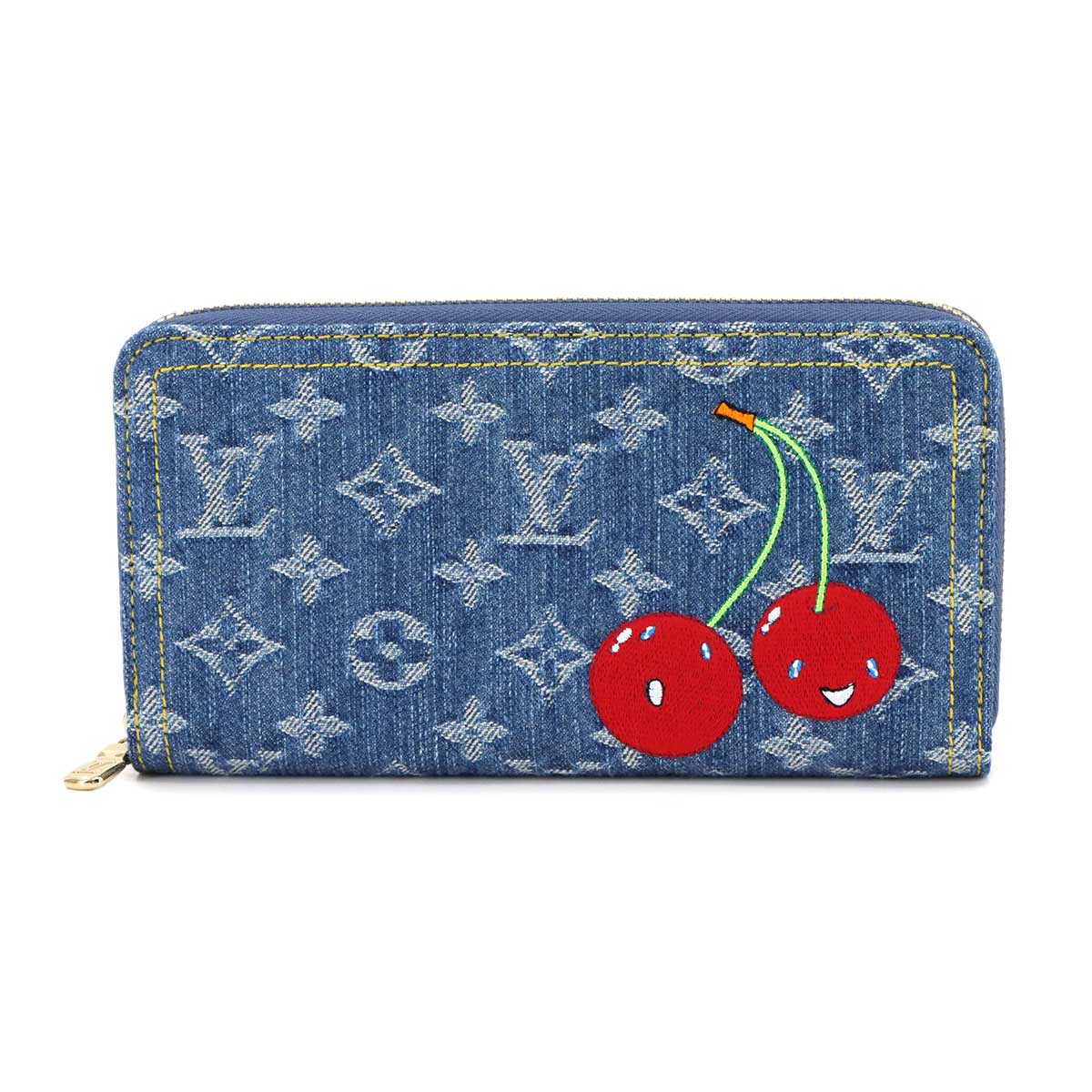 LV x TM Zippy Wallet Monogram Cherry Denim Blue M23161