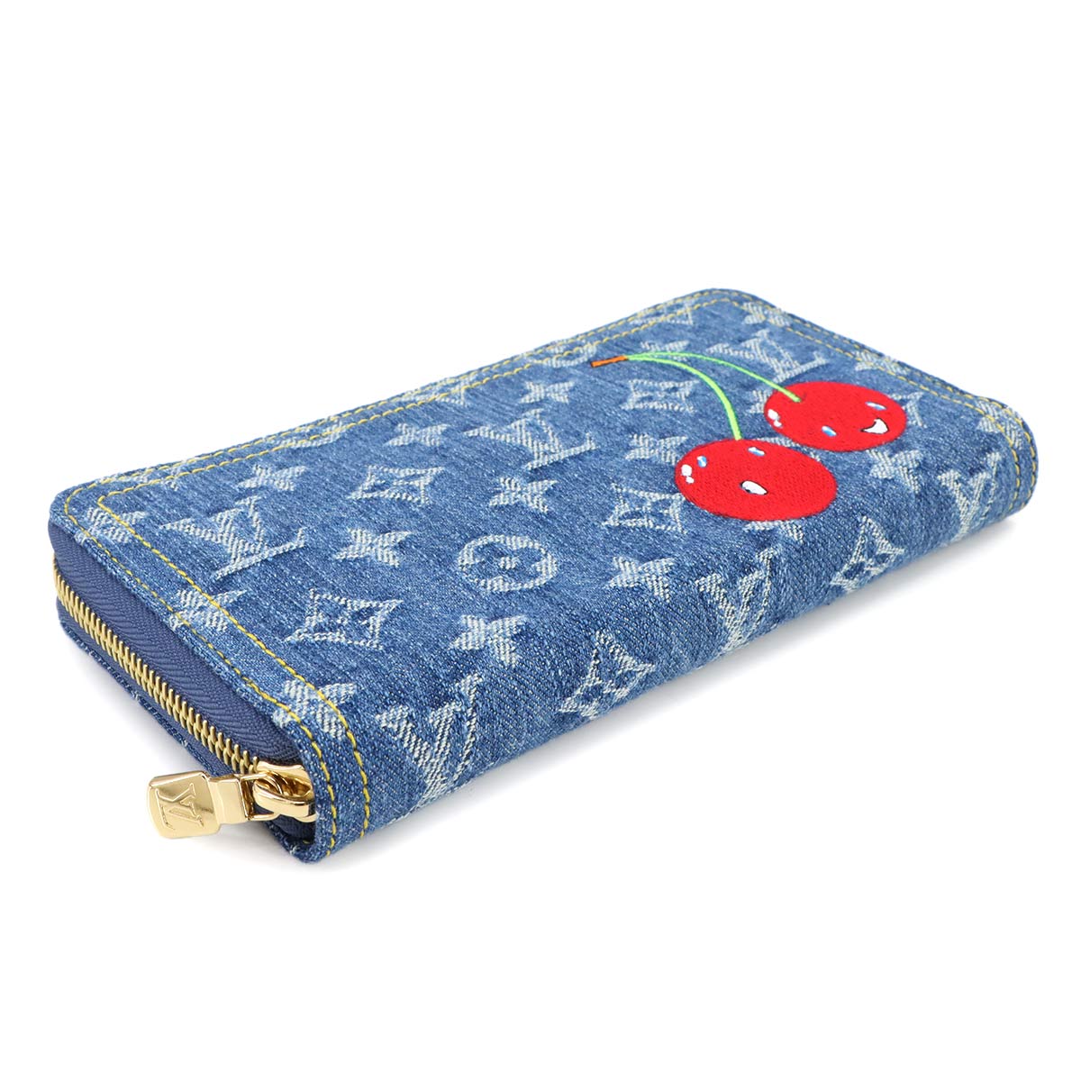 LV x TM Zippy Wallet Monogram Cherry Denim Blue M23161