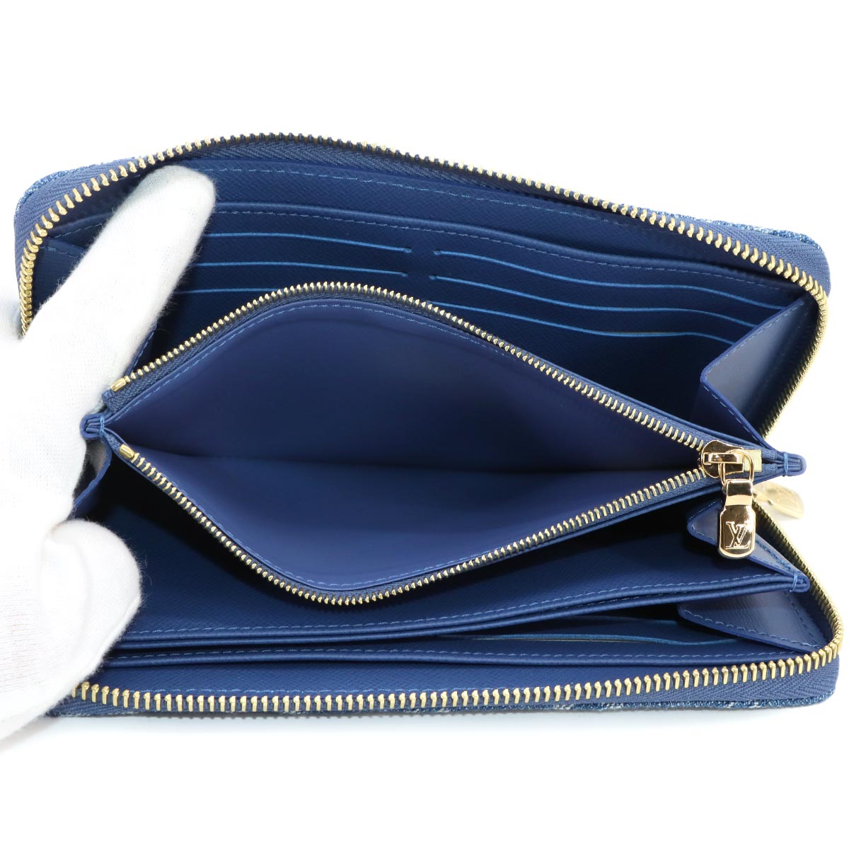 LV x TM Zippy Wallet Monogram Cherry Denim Blue M23161